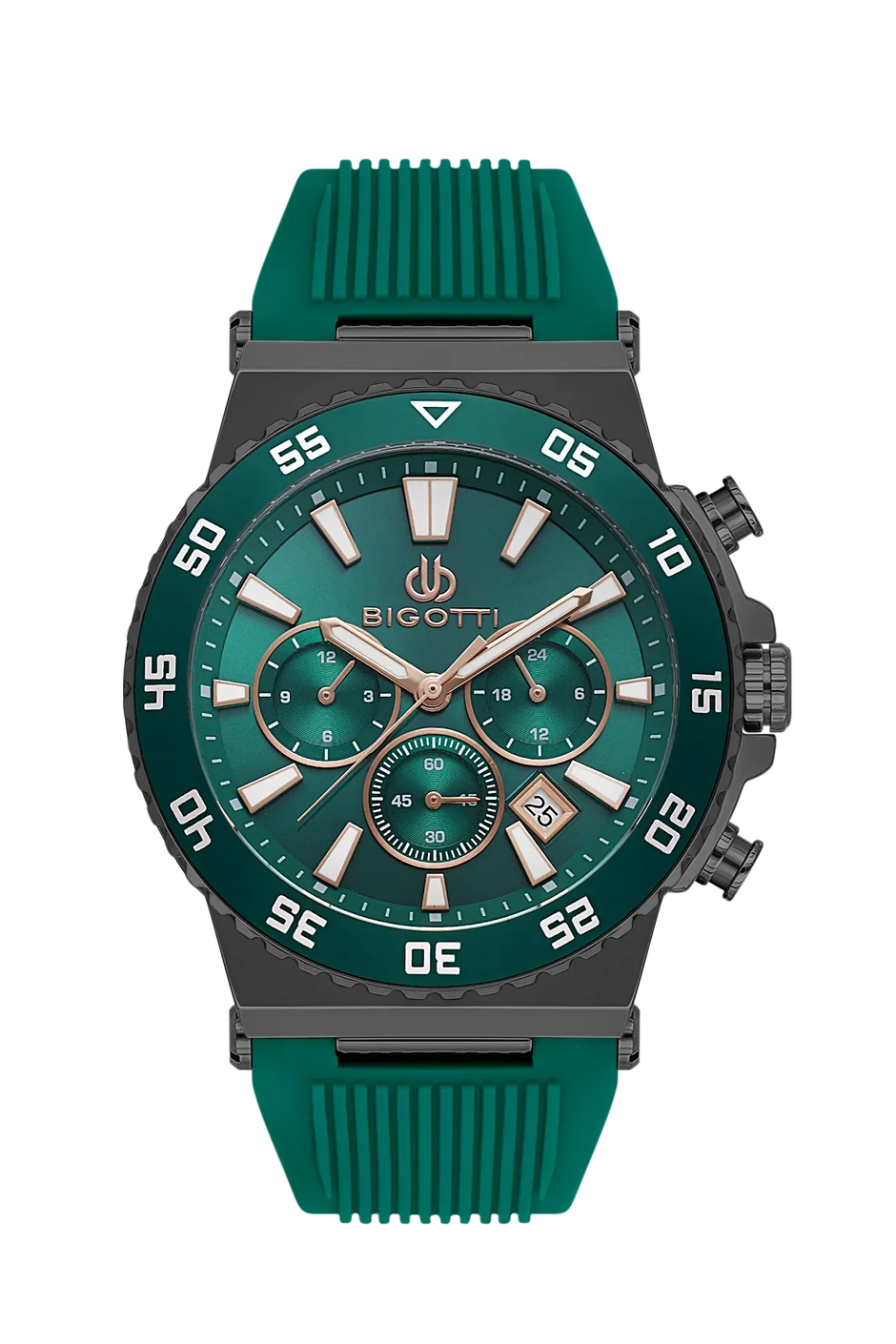 Bigotti Raffinato Dark Green Silicone Band Watch for Men BG.1.10668-3 - Daniel Klein Saudi Arabia