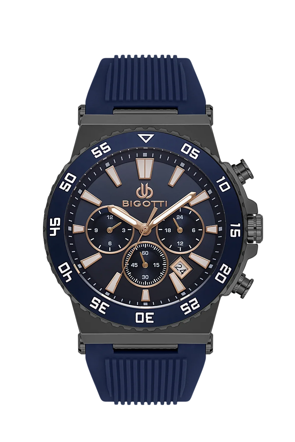 Bigotti Raffinato Dark Blue Silicone Band Watch for Men BG.1.10668-5 - Daniel Klein Saudi Arabia