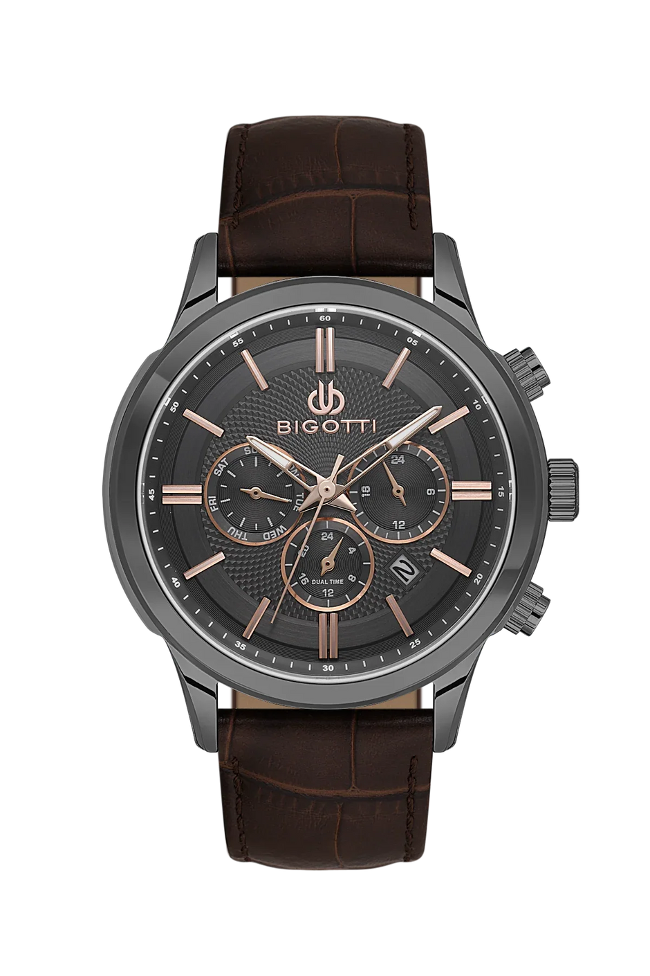 Bigotti Quotidiano Dark Brown Genuine Leather Watch for Men BG.1.10671-5 - Daniel Klein Saudi Arabia