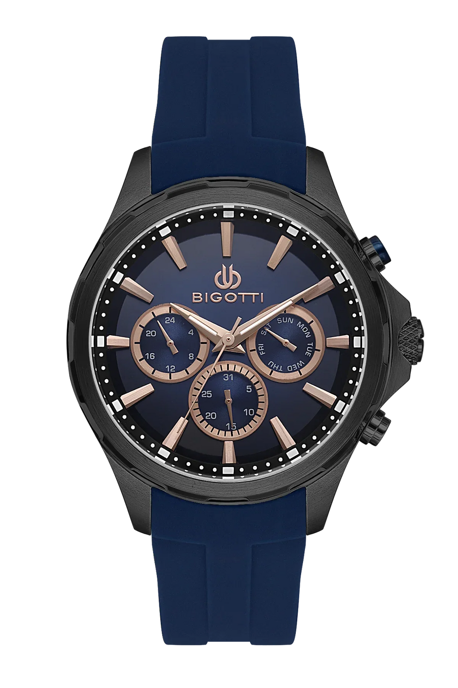 Bigotti Raffinato Dark Blue Silicone Band Watch for Men BG.1.10679-3 - Daniel Klein Saudi Arabia
