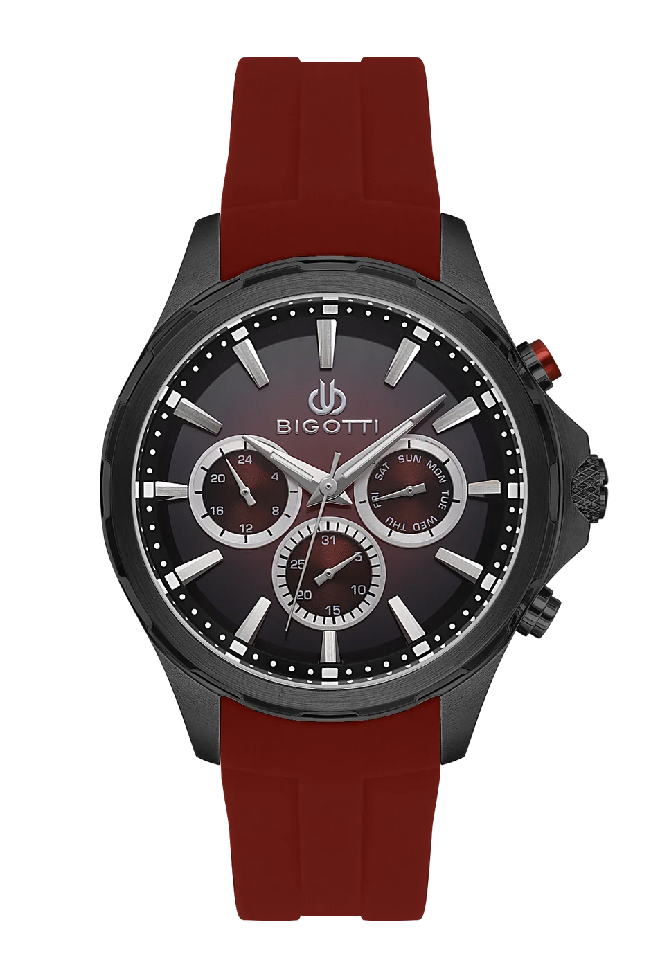 Bigotti Raffinato Dark Red Silicone Band Watch for Men BG.1.10679-5 - Daniel Klein Saudi Arabia