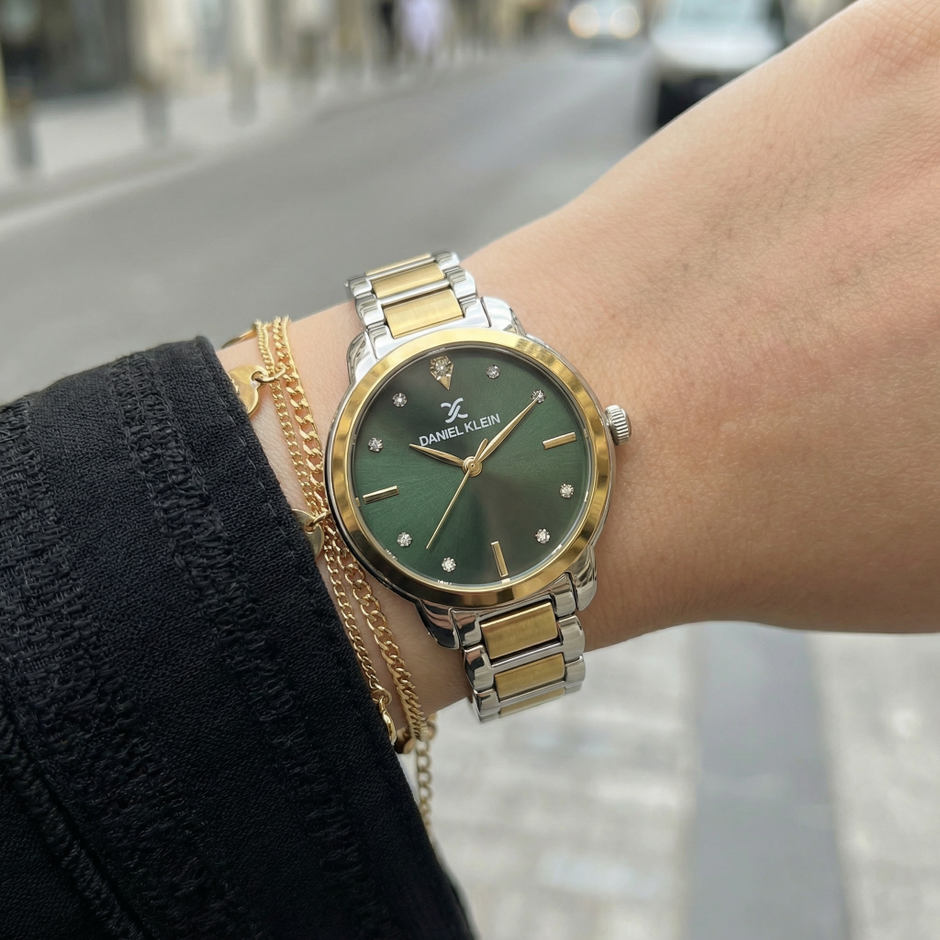 Daniel Klein Premium Silver and Gold Stainless Steel Watch for Women DK.1.14126-3