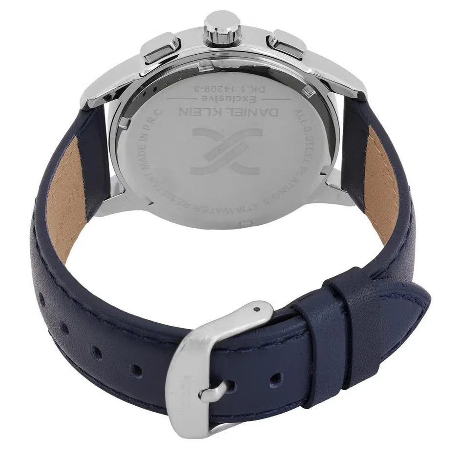 Daniel Klein Exclusive Dark Blue Leather Watch for Men DK.1.14209-3 - Daniel Klein Saudi Arabia