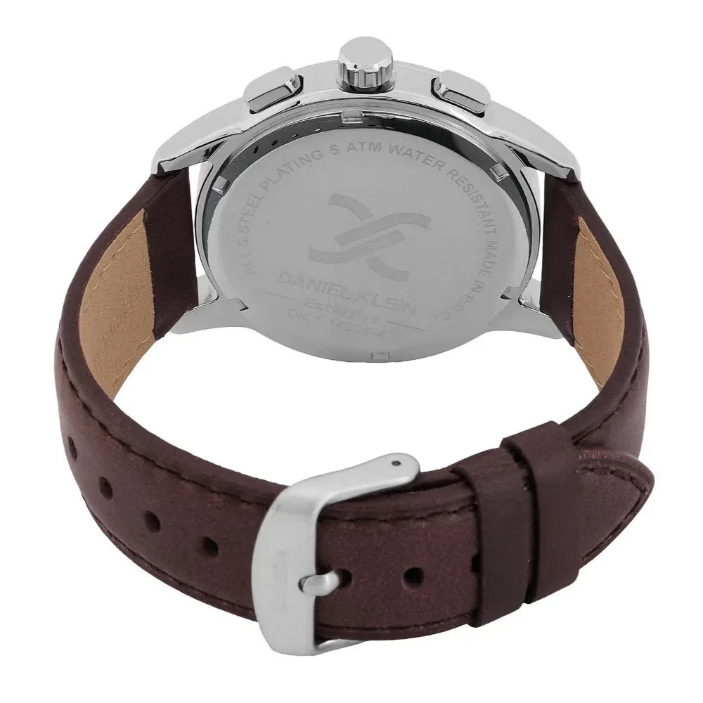 Daniel Klein Exclusive Dark Brown Leather Watch for Men DK.1.14209-4 - Daniel Klein Saudi Arabia