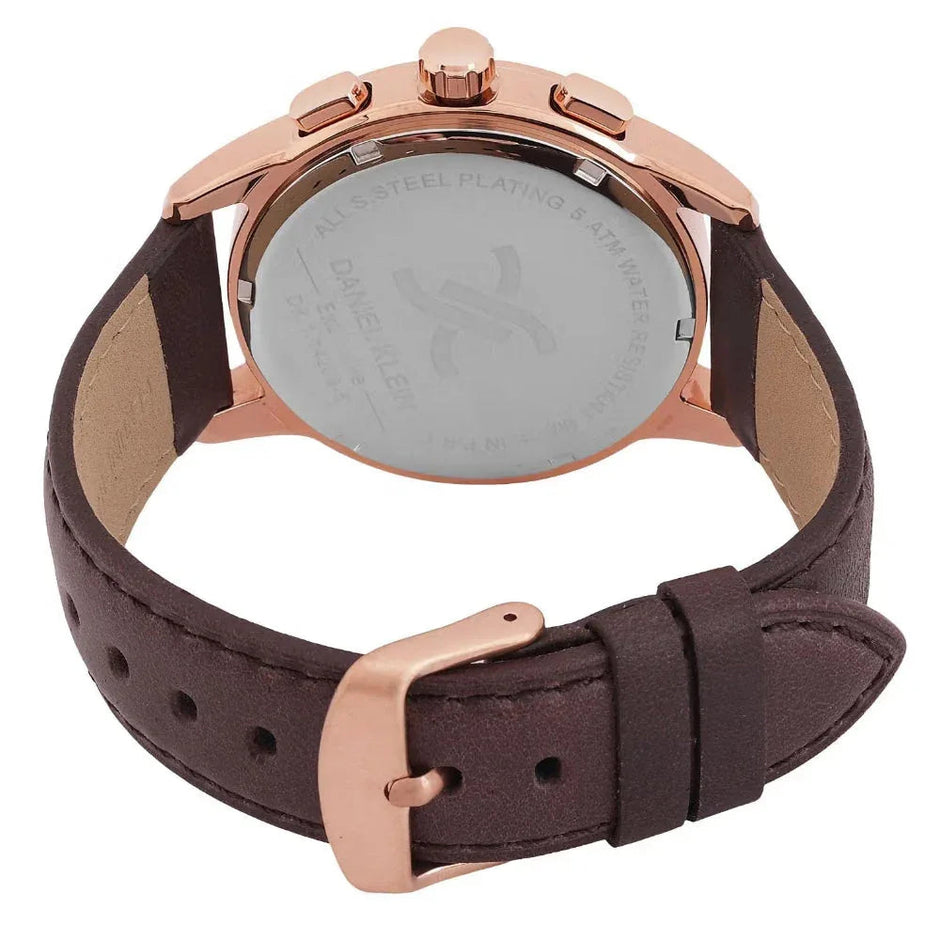 Daniel Klein Exclusive Dark Brown Leather Watch for Men DK.1.14209-5 - Daniel Klein Saudi Arabia