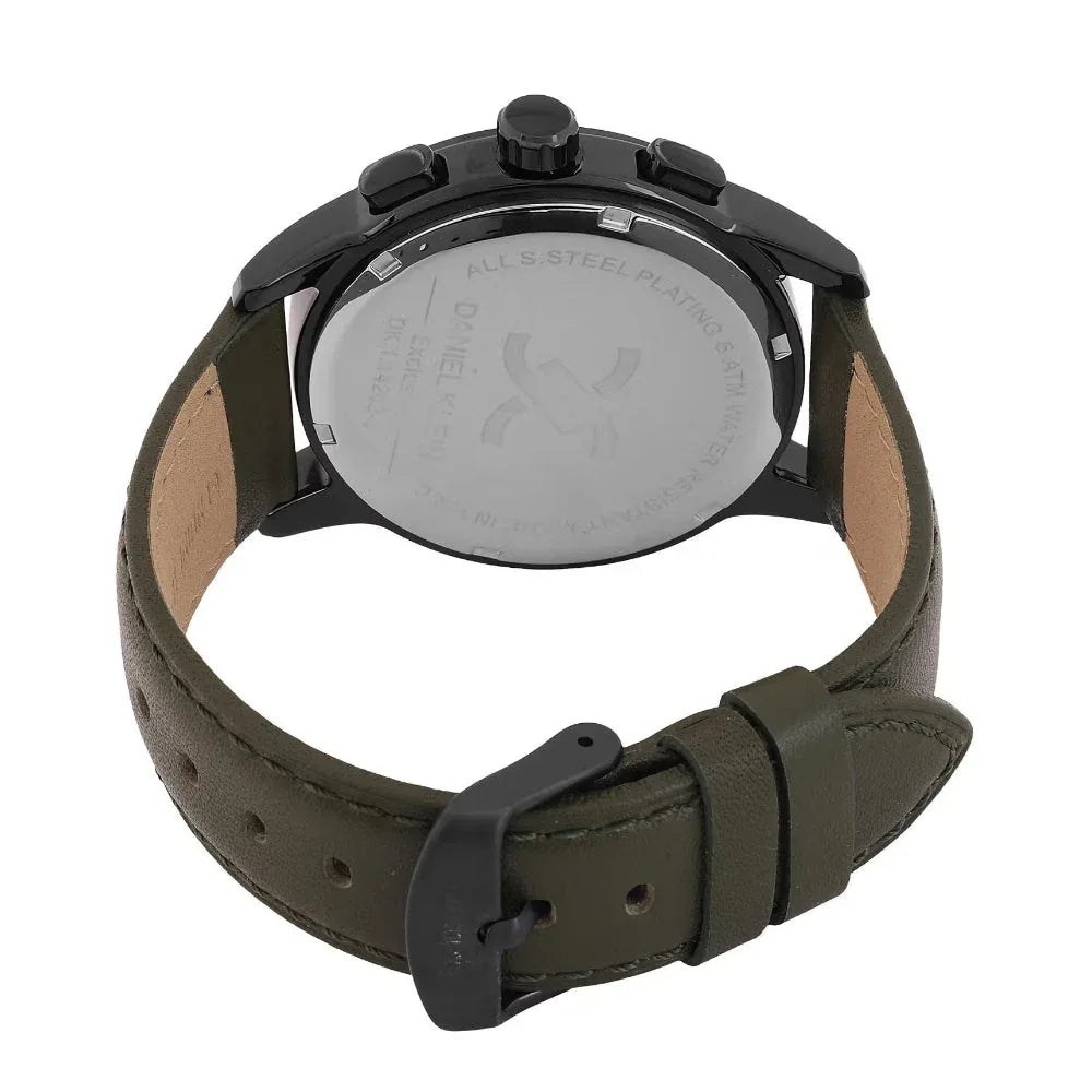 Daniel Klein Exclusive Dark Green Leather Watch for Men DK.1.14209-6 - Daniel Klein Saudi Arabia