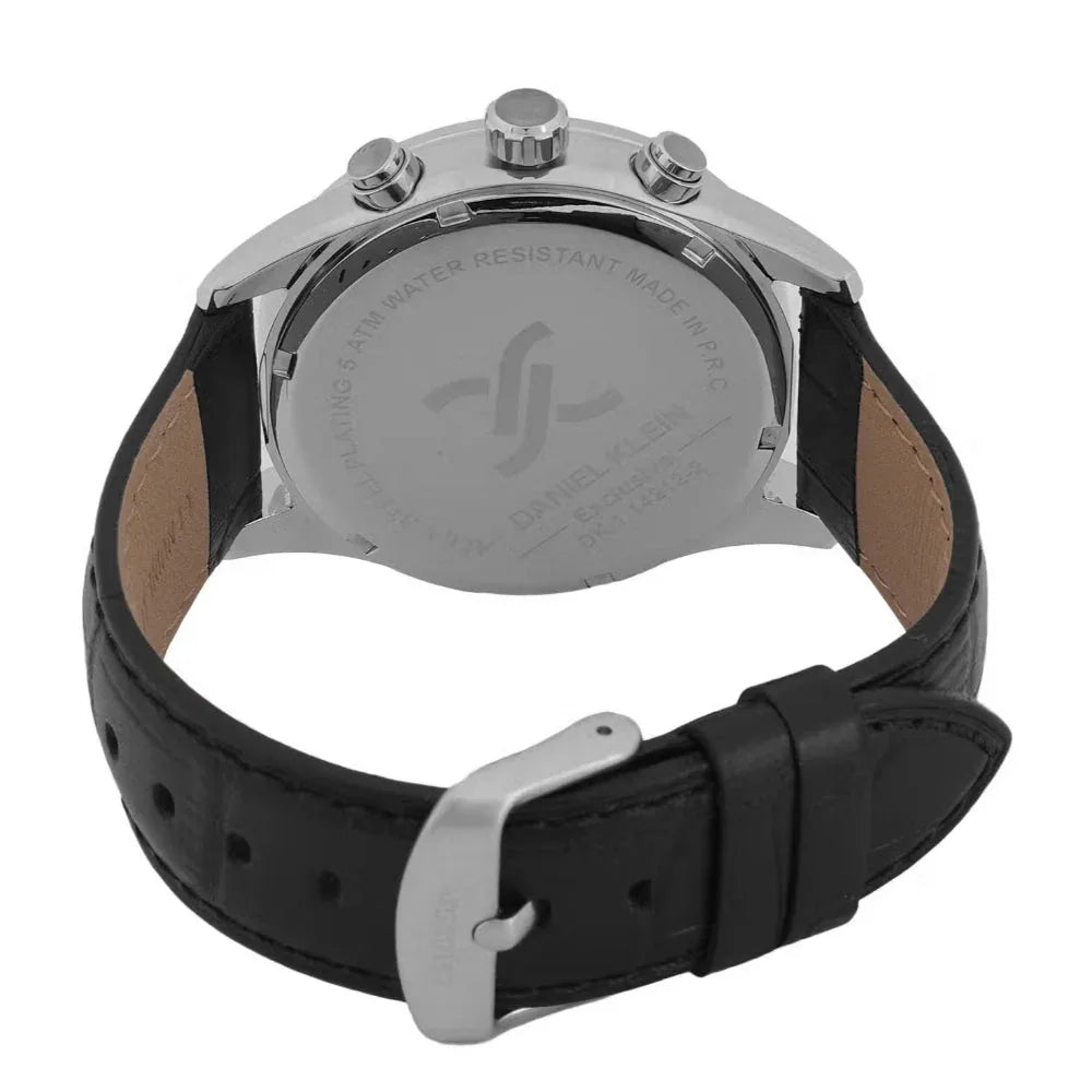 Daniel Klein Exclusive Black Leather Watch for Men DK.1.14212-2 - Daniel Klein Saudi Arabia