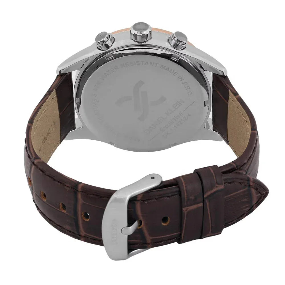 Daniel Klein Exclusive Dark Brown Leather Watch for Men DK.1.14212-4 - Daniel Klein Saudi Arabia
