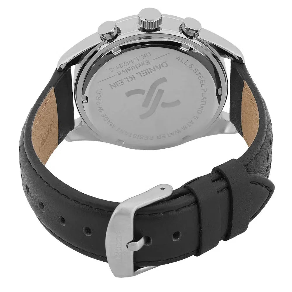 Daniel Klein Exclusive Black Leather Watch for Men DK.1.14221-2 - Daniel Klein Saudi Arabia