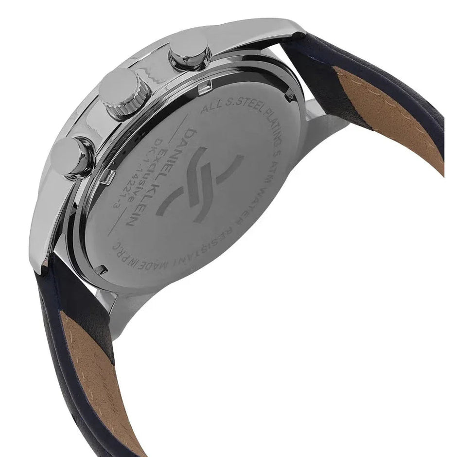 Daniel Klein Exclusive Dark Blue Leather Watch for Men DK.1.14221-3 - Daniel Klein Saudi Arabia