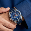 Daniel Klein Exclusive Dark Blue Leather Watch for Men DK.1.14221-3