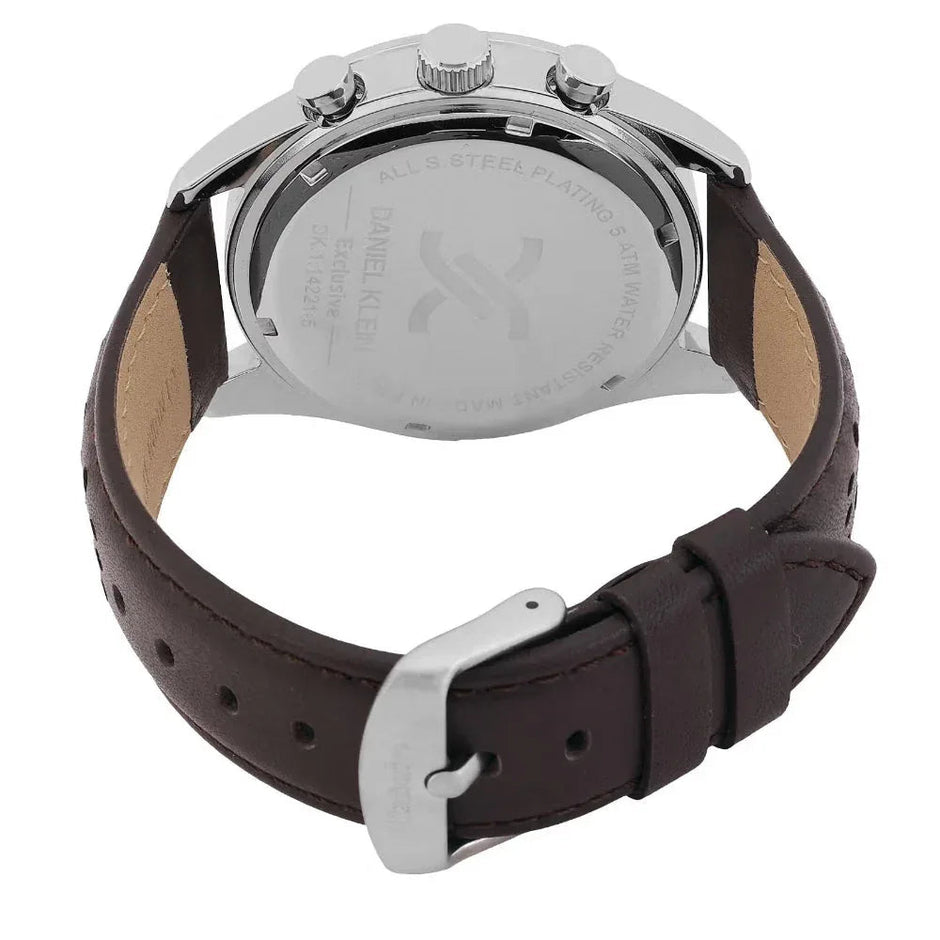 Daniel Klein Exclusive Dark Brown Leather Watch for Men DK.1.14221-5 - Daniel Klein Saudi Arabia