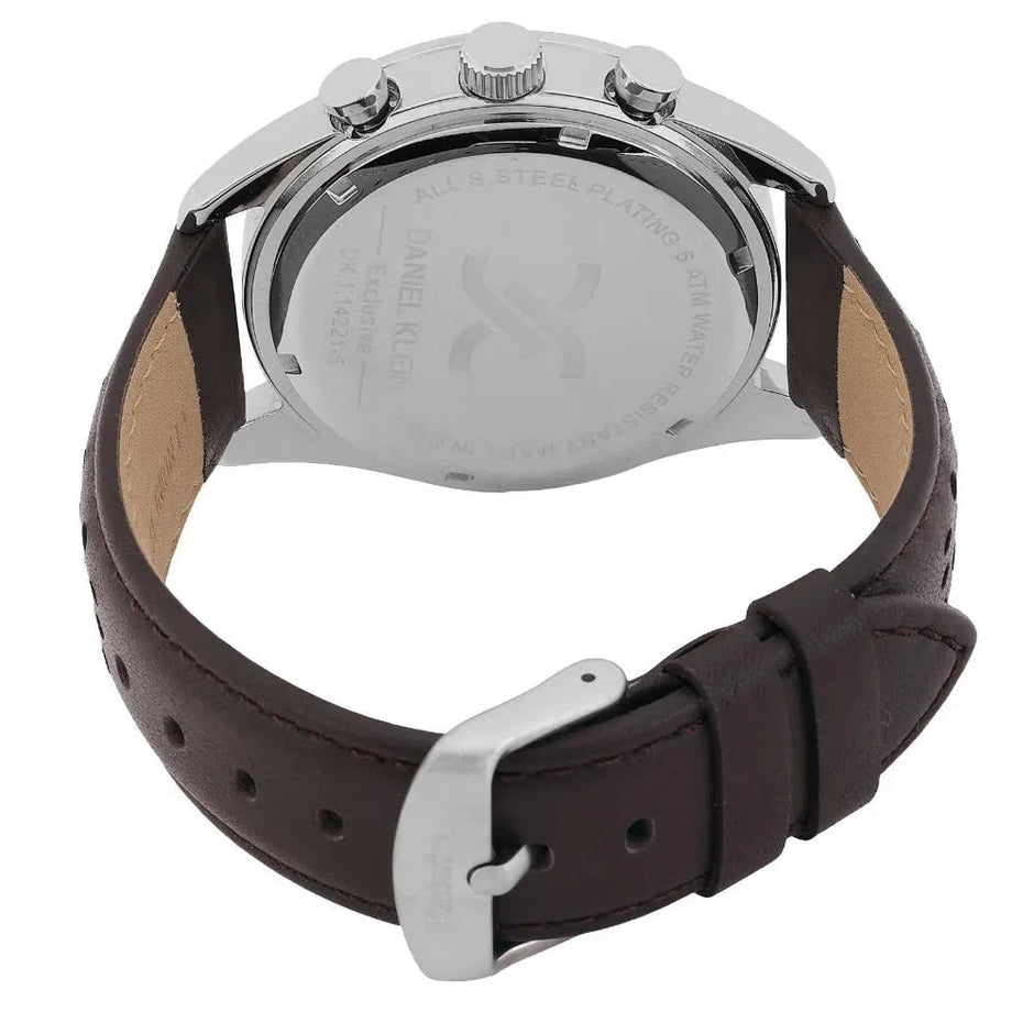 Daniel Klein Exclusive Dark Brown Leather Watch for Men DK.1.14221-6 - Daniel Klein Saudi Arabia