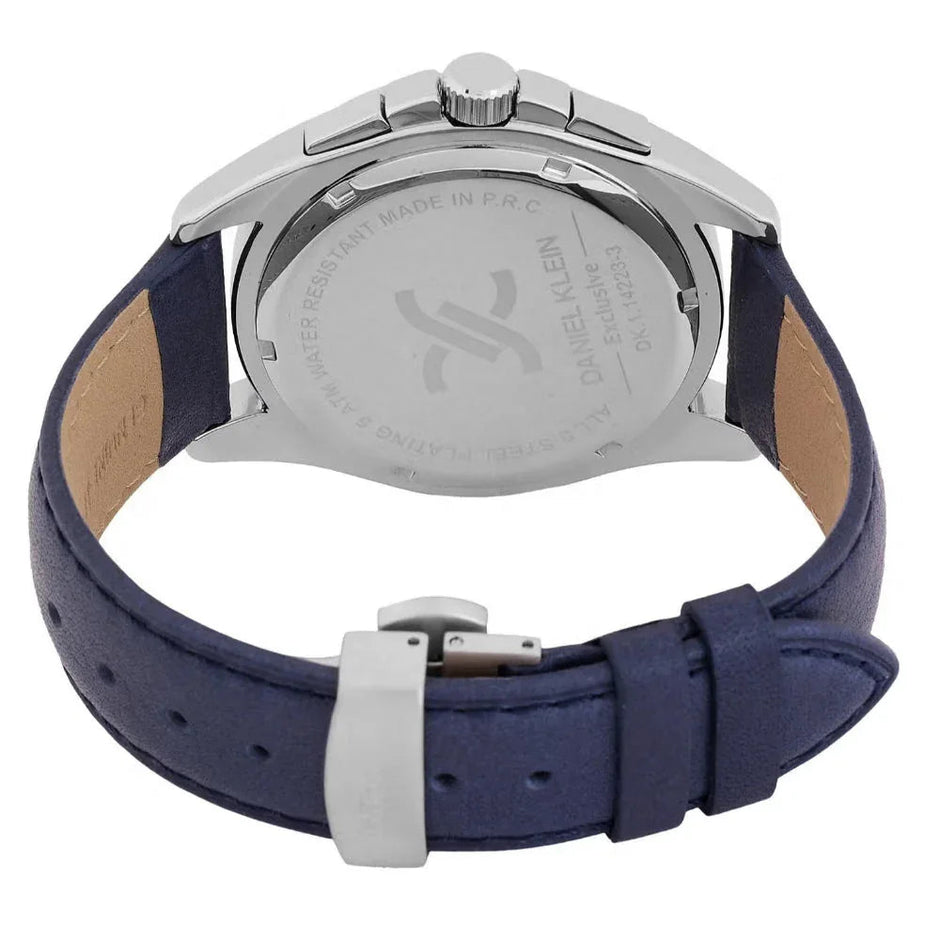 Daniel Klein Exclusive Dark Blue Leather Watch for Men DK.1.14223-3 - Daniel Klein Saudi Arabia