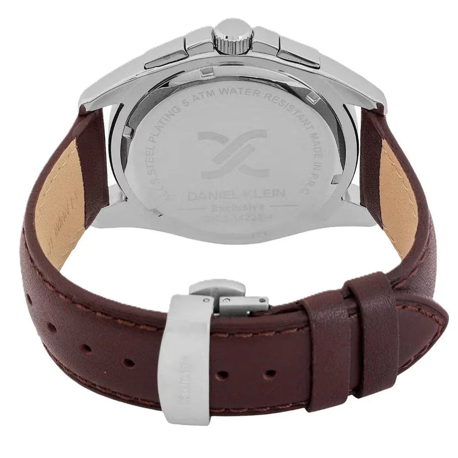 Daniel Klein Exclusive Dark Brown Leather Watch for Men DK.1.14223-4 - Daniel Klein Saudi Arabia
