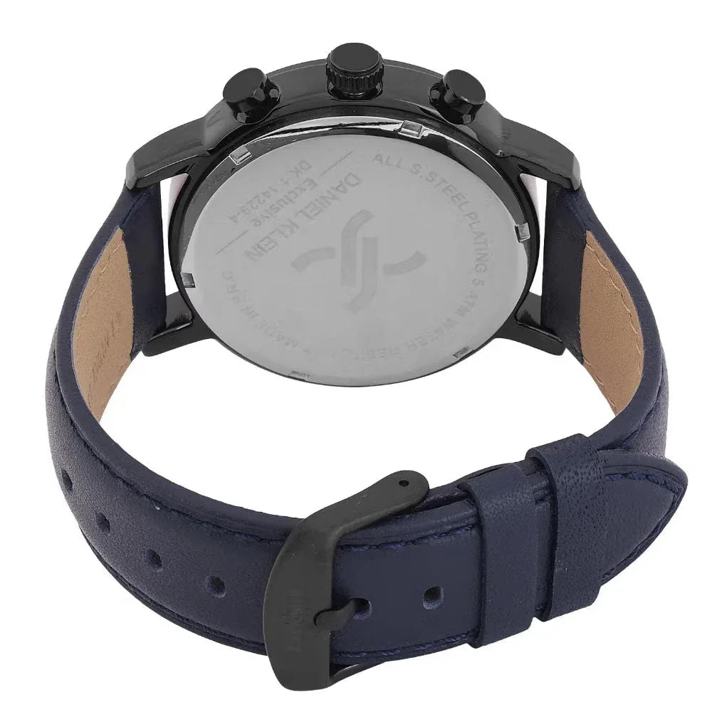 Daniel Klein Exclusive Dark Blue Leather Watch for Men DK.1.14229-4 - Daniel Klein Saudi Arabia
