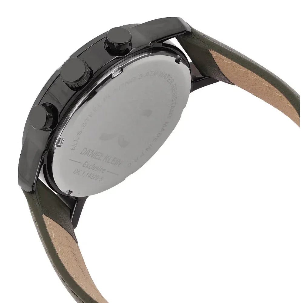Daniel Klein Exclusive Dark Green Leather Watch for Men DK.1.14229-5 - Daniel Klein Saudi Arabia