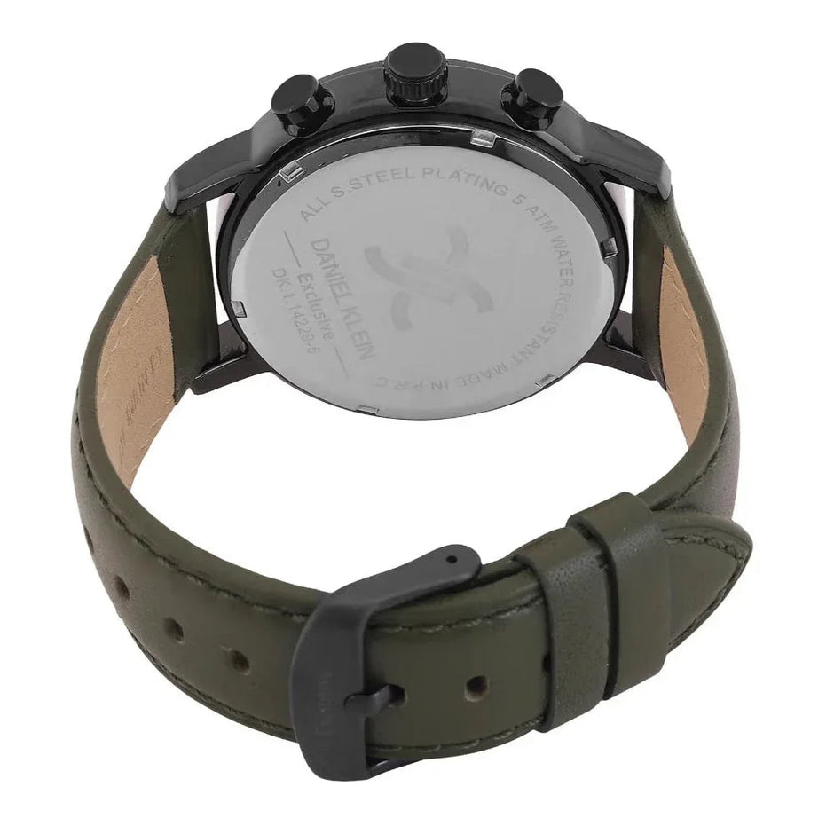 Daniel Klein Exclusive Dark Green Leather Watch for Men DK.1.14229-5 - Daniel Klein Saudi Arabia