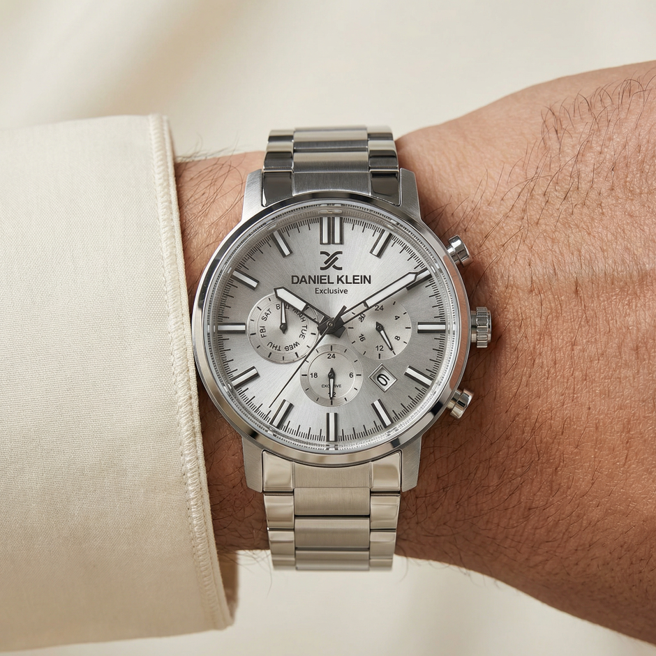 Daniel Klein Exclusive Silver Stainless Steel Watch for Men DK.1.14230-1