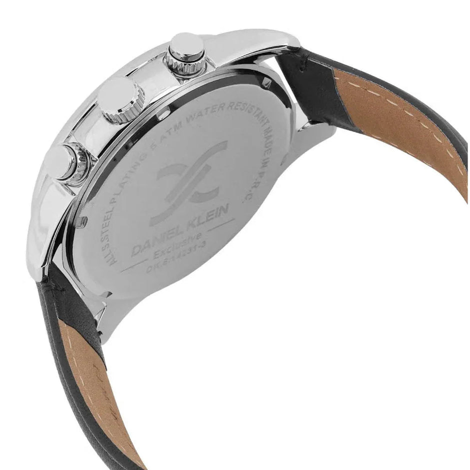 Daniel Klein Exclusive Black Leather Watch for Men DK.6.14231-2 - Daniel Klein Saudi Arabia