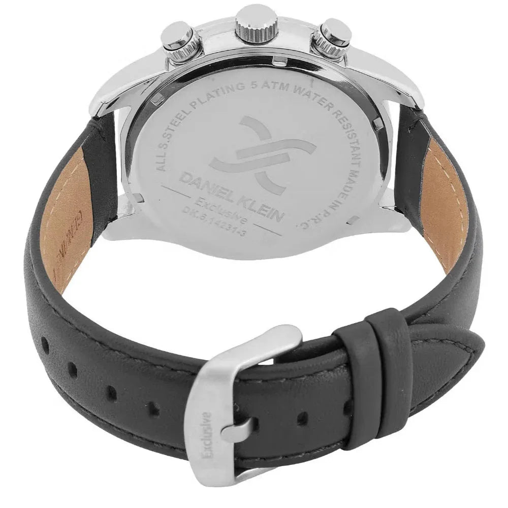Daniel Klein Exclusive Black Leather Watch for Men DK.6.14231-2 - Daniel Klein Saudi Arabia