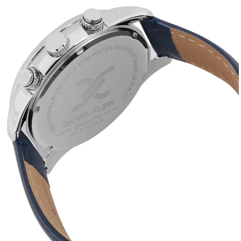 Daniel Klein Exclusive Dark Blue Leather Watch for Men DK.6.14231-3 - Daniel Klein Saudi Arabia