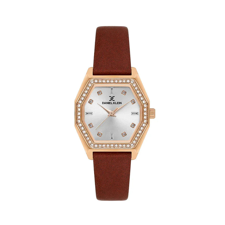 Daniel Klein Premium Dark Red Leather Watch for Women DK.1.14114-6 - Daniel Klein Saudi Arabia