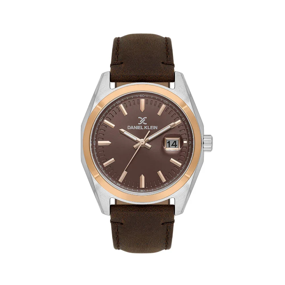 Daniel Klein Premium Dark Brown Leather Watch for Men DK.1.14138-5 - Daniel Klein Saudi Arabia