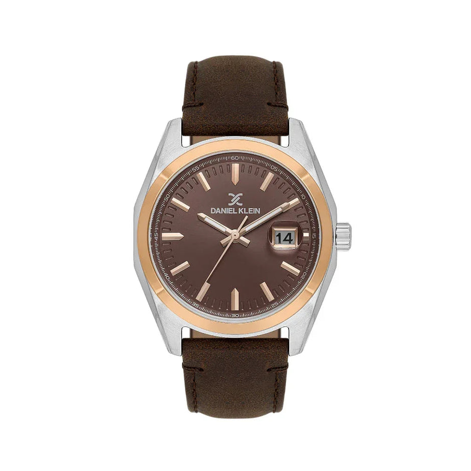 Daniel Klein Premium Dark Brown Leather Watch for Men DK.1.14138-5 - Daniel Klein Saudi Arabia