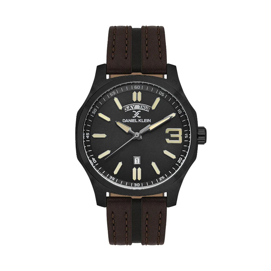 Daniel Klein Premium Dark Brown Leather Watch for Men DK.1.14141-6 - Daniel Klein Saudi Arabia