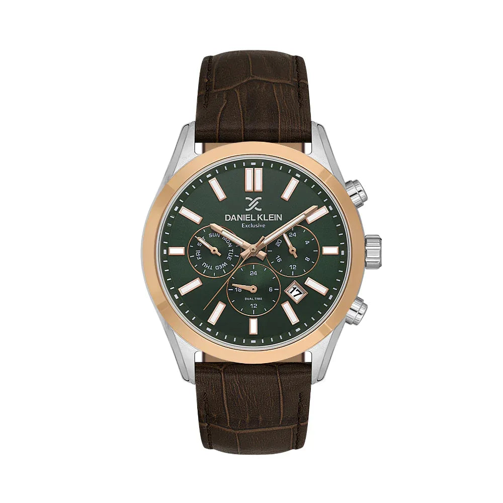 Daniel Klein Exclusive Dark Brown Leather Watch for Men DK.1.14212-4 - Daniel Klein Saudi Arabia