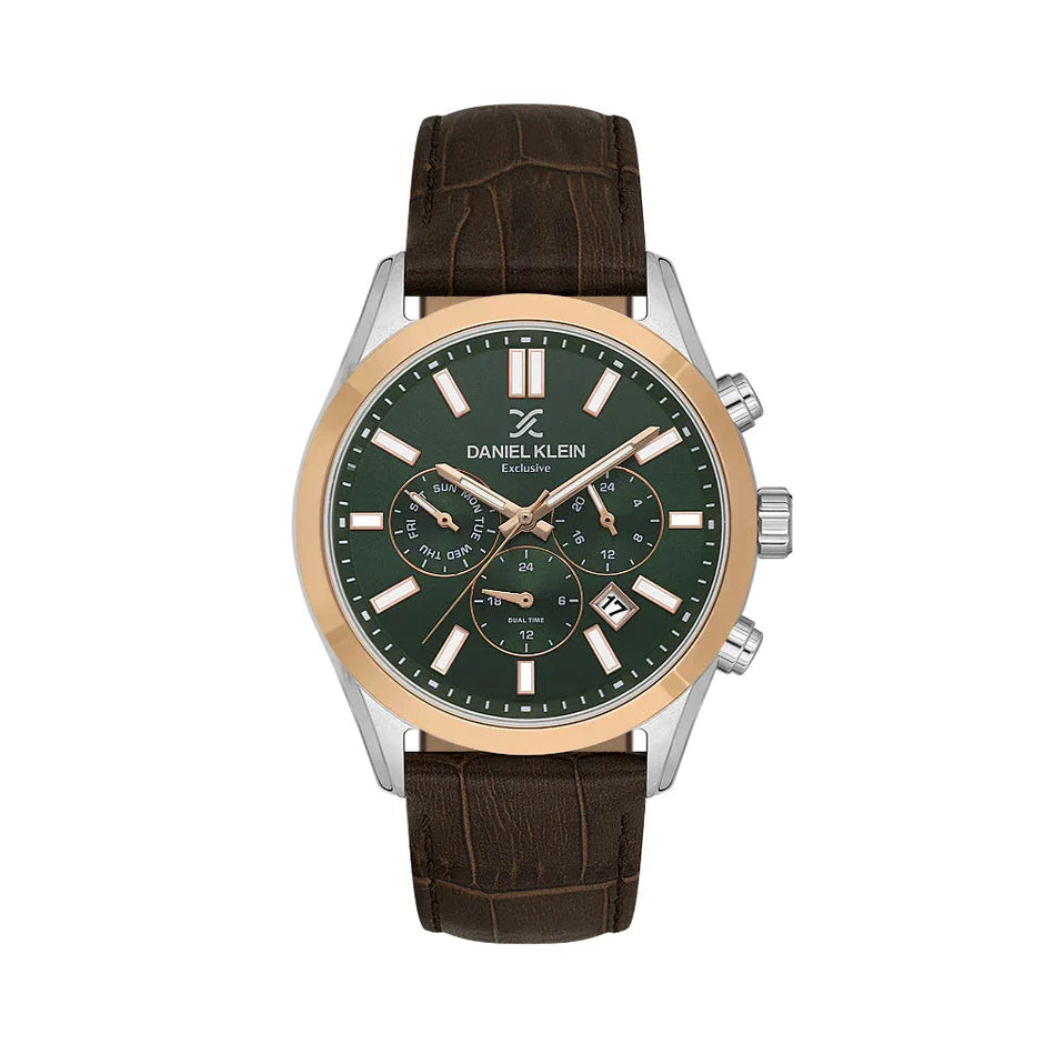 Daniel Klein Exclusive Dark Brown Leather Watch for Men DK.1.14212-4 - Daniel Klein Saudi Arabia