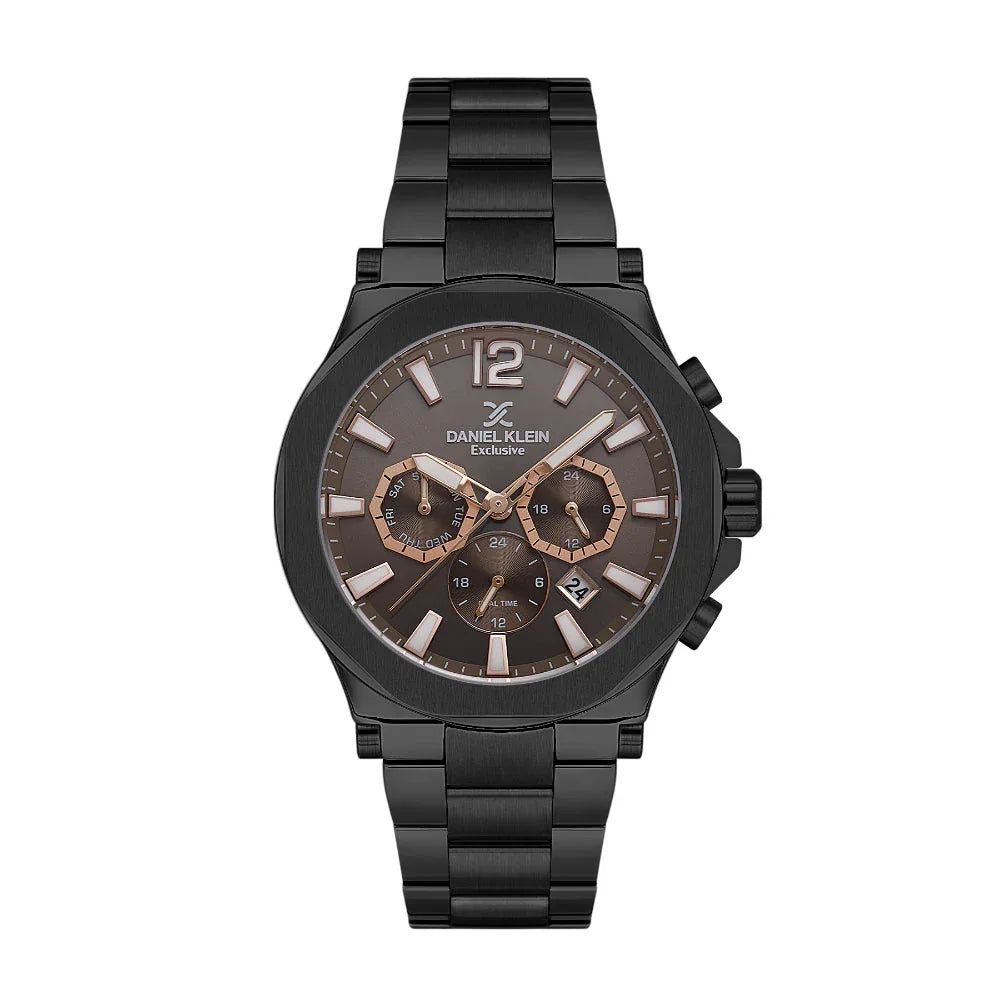 Daniel Klein Exclusive Black Stainless Steel Watch for Men DK.1.14216-5 - Daniel Klein Saudi Arabia