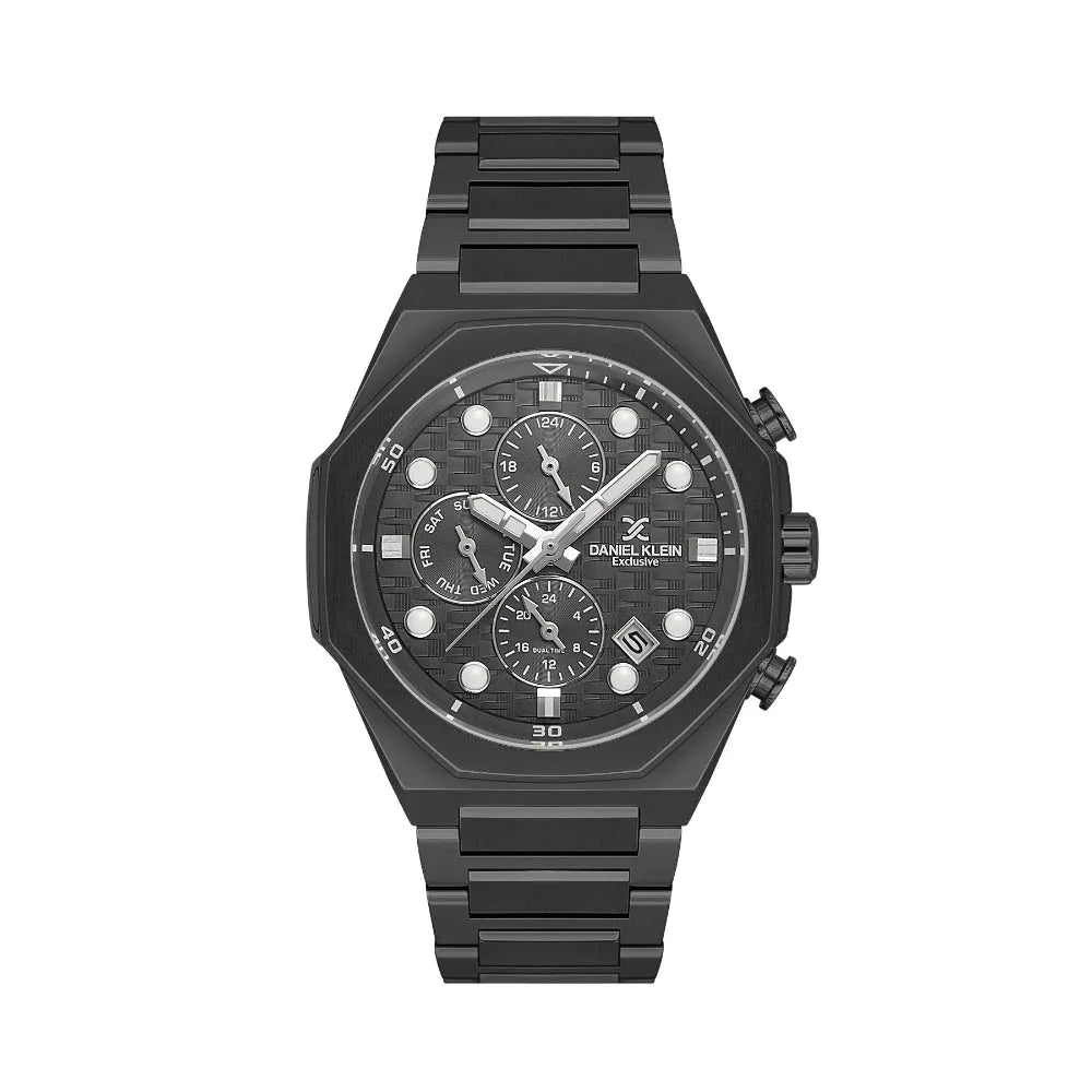 Daniel Klein Exclusive Black Stainless Steel Watch for Men DK.1.14217-5 - Daniel Klein Saudi Arabia