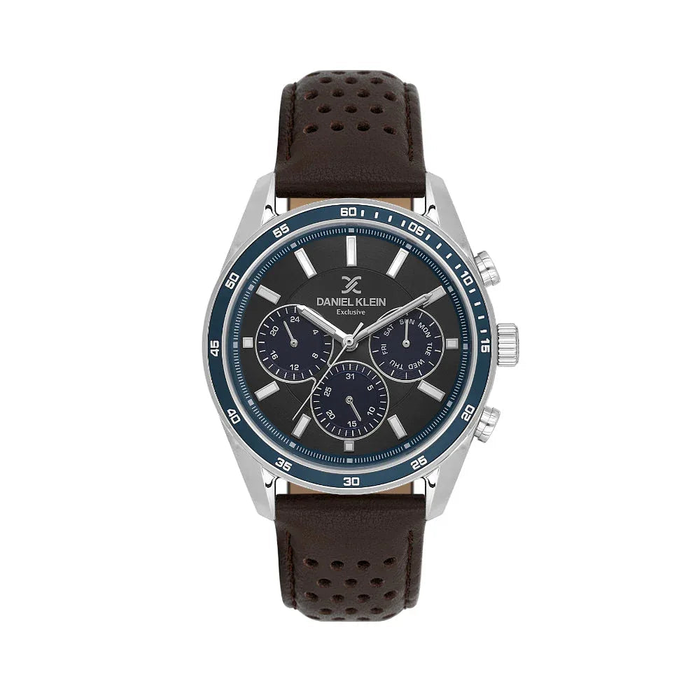 Daniel Klein Exclusive Dark Brown Leather Watch for Men DK.1.14221-5 - Daniel Klein Saudi Arabia