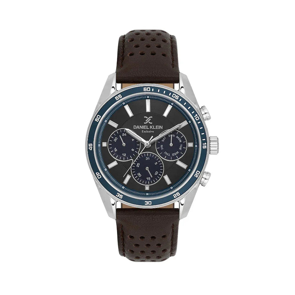 Daniel Klein Exclusive Dark Brown Leather Watch for Men DK.1.14221-5 - Daniel Klein Saudi Arabia