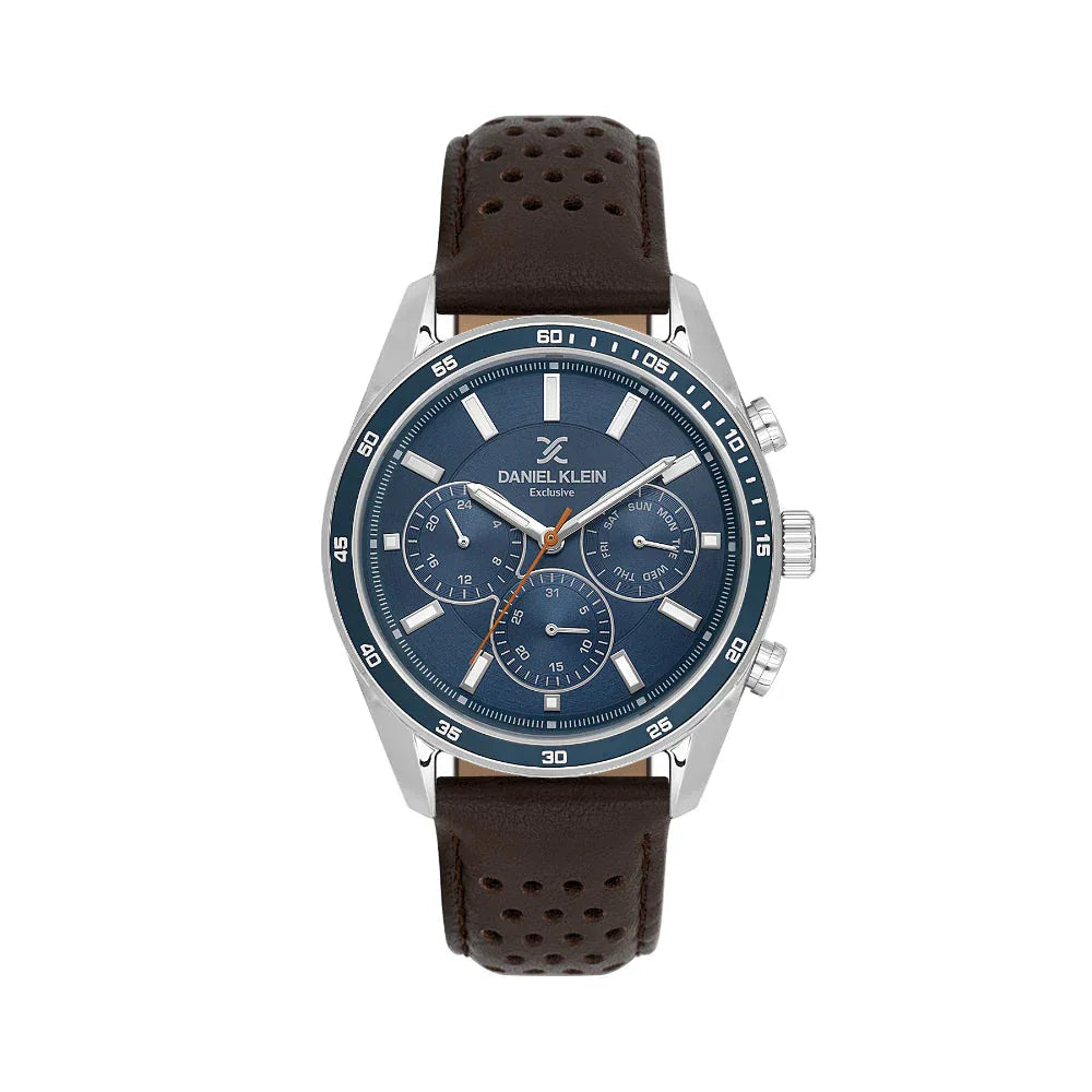 Daniel Klein Exclusive Dark Brown Leather Watch for Men DK.1.14221-6 - Daniel Klein Saudi Arabia