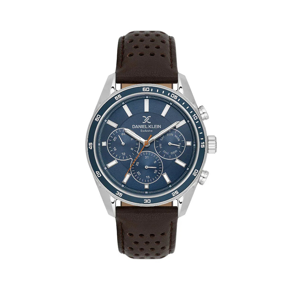 Daniel Klein Exclusive Dark Brown Leather Watch for Men DK.1.14221-6 - Daniel Klein Saudi Arabia