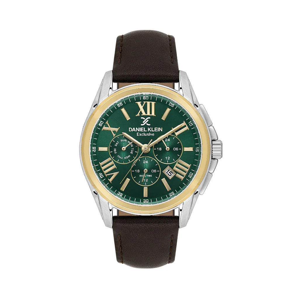 Daniel Klein Exclusive Dark Brown Leather Watch for Men DK.1.14223-4 - Daniel Klein Saudi Arabia