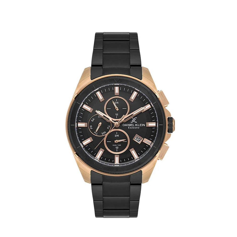 Daniel Klein Exclusive Black Stainless Steel Watch for Men DK.1.14224-5 - Daniel Klein Saudi Arabia