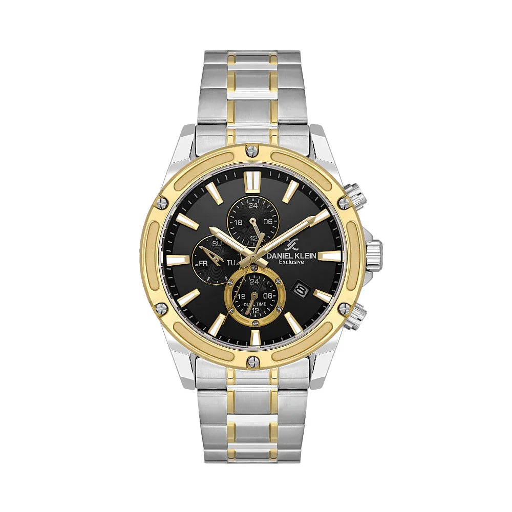 Daniel Klein Exclusive Silver and Gold Stainless Steel Watch for Men DK.1.14225-4 - Daniel Klein Saudi Arabia