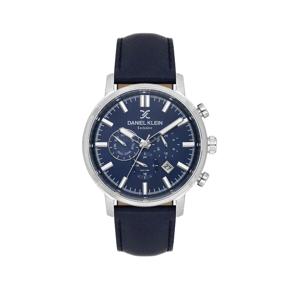 Daniel Klein Exclusive Blue Leather Watch for Men DK.1.14229-3 - Daniel Klein Saudi Arabia