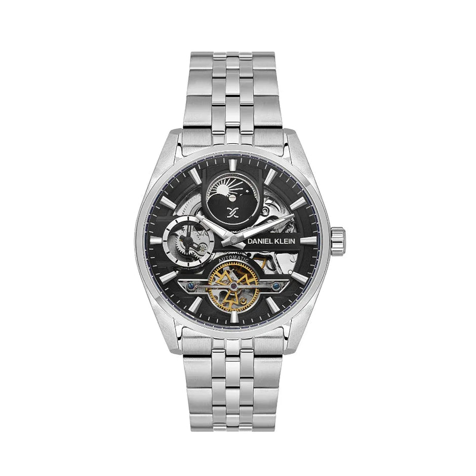 Daniel Klein Skeleton Silver Stainless Steel Watch for Men DK.1.14266-2 - Daniel Klein Saudi Arabia