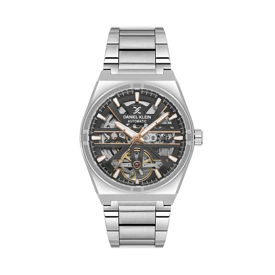 Daniel Klein Skeleton Silver Stainless Steel Watch for Men DK.1.14268-3 - Daniel Klein Saudi Arabia