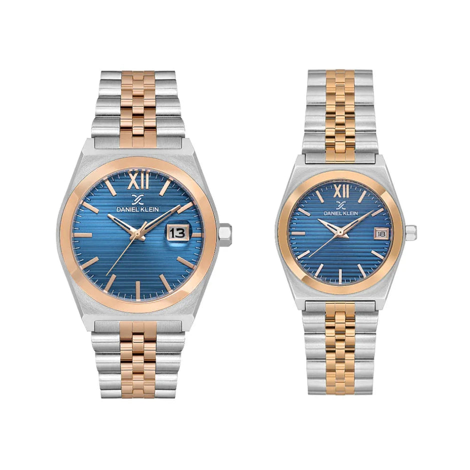 Daniel Klein Pair Silver and Rose Gold Stainless Steel Watch for Couple DK.1.14283-5 - Daniel Klein Saudi Arabia