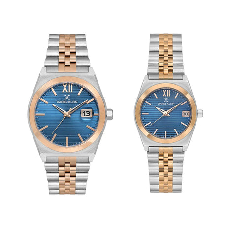 Daniel Klein Pair Silver and Rose Gold Stainless Steel Watch for Couple DK.1.14283-5 - Daniel Klein Saudi Arabia