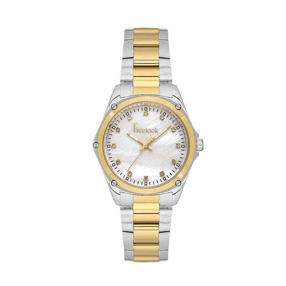 Freelook Jolie Silver and Gold Stainless Steel Watch for Women FL.1.10437-3 - Daniel Klein Saudi Arabia