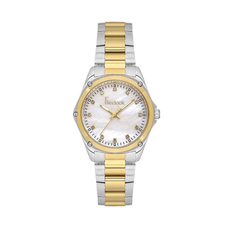 Freelook Jolie Silver and Gold Stainless Steel Watch for Women FL.1.10437-3 - Daniel Klein Saudi Arabia