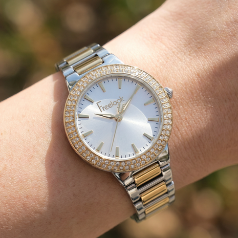 Freelook Charmant Silver and Gold Stainless Steel Watch for Women FL.1.10523-4