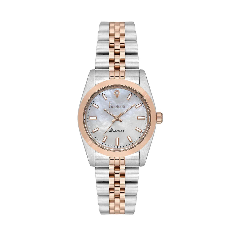 Freelook Naturelle Silver and Rose Gold Stainless Steel Watch for Women FL.4.10004-6 - Daniel Klein Saudi Arabia